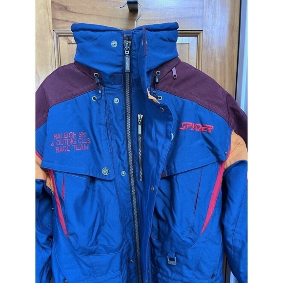 VTG Spyder Ski Coat Jacket Blue Red SM Snowboard Heavy Zip Lining Hood Gorpcore - Picture 5 of 15